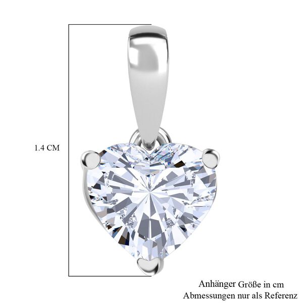 LUXURIANT VS-EF Labor Diamant Herz Anhänger, 925 Silber rhodiniert - 1 ct. image number 5