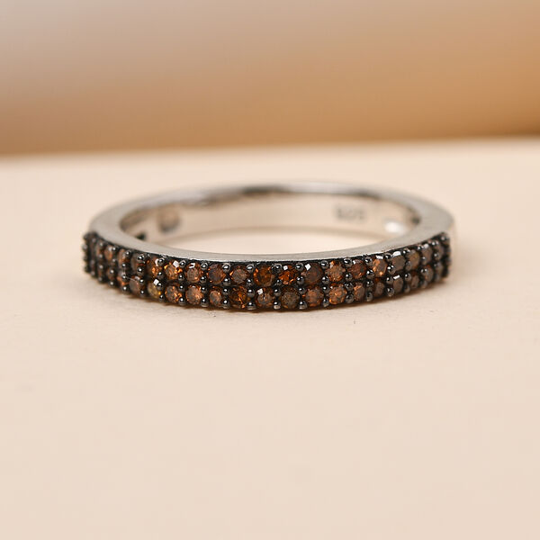 Roter Diamant-Ring, 925 Silber platiniert  ca. 0,25 ct image number 2