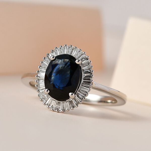 RHAPSODY AAAA australischer blauer Saphir und VE EF Diamant Ring in 950 Platin &ndash; 1,60 ct. image number 9