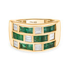 D Joy Tansanit, Moissanit Ring 925 Silber 750 Gelbgold Vermeil (Größe 18.00) (10-15 Werktage Lieferzeit) ca. 2.27 ct