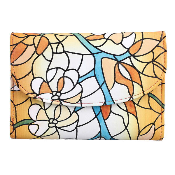 SUKRITI - Geldb&ouml;rse aus Echtleder mit Blumenmuster, Gelb image number 2