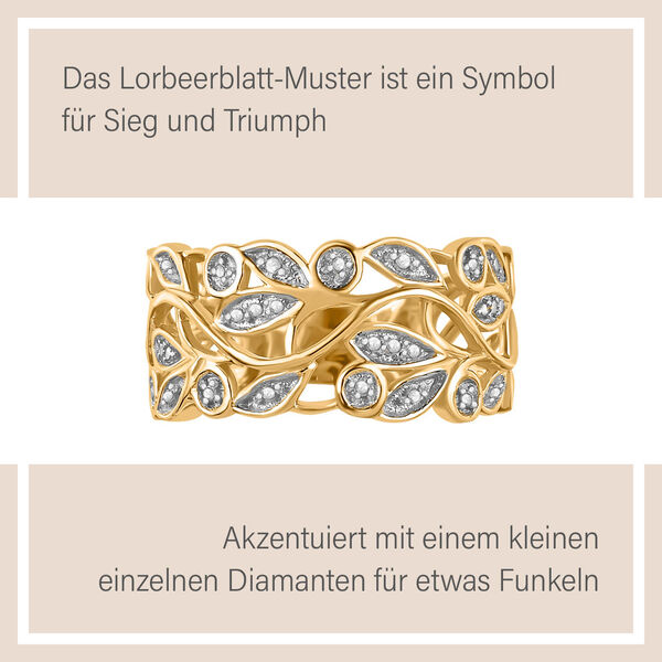 ALLORO vergoldeter Silberring mit Diamantakzenten image number 6