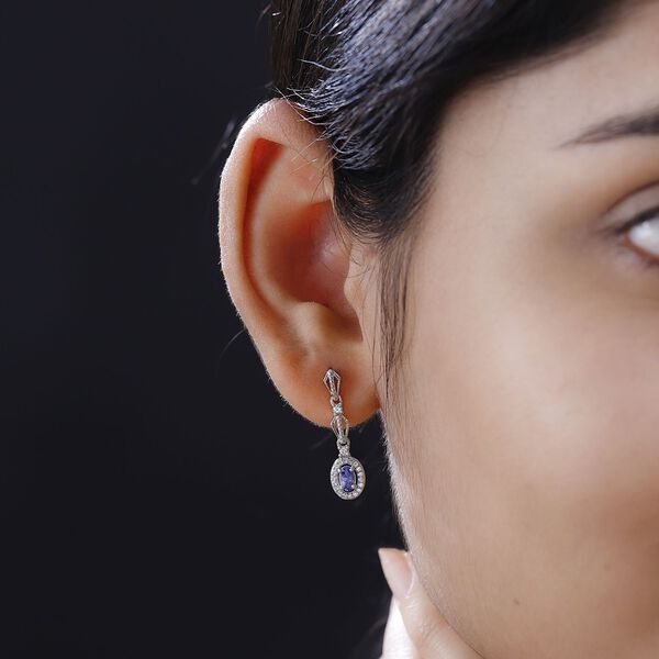 AAA Tansanit und Zirkon Ohrringe - 0,95 ct. image number 3