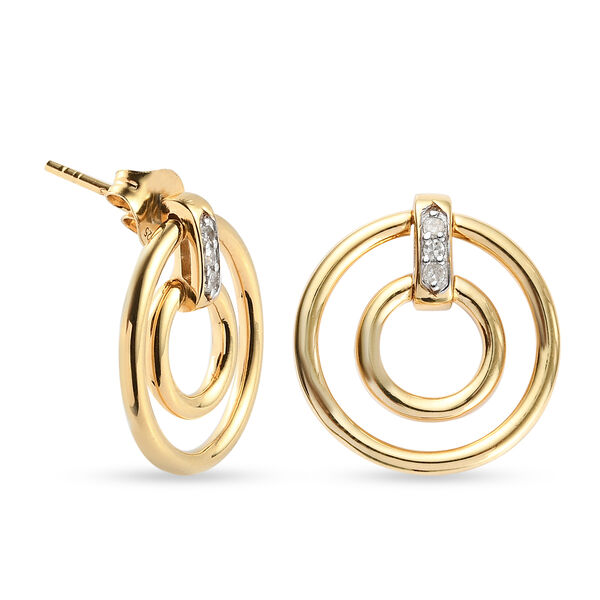 Diamant-Ohrringe, 925 Silber Gelbgold Vermeil ca. 0,10 ct image number 4