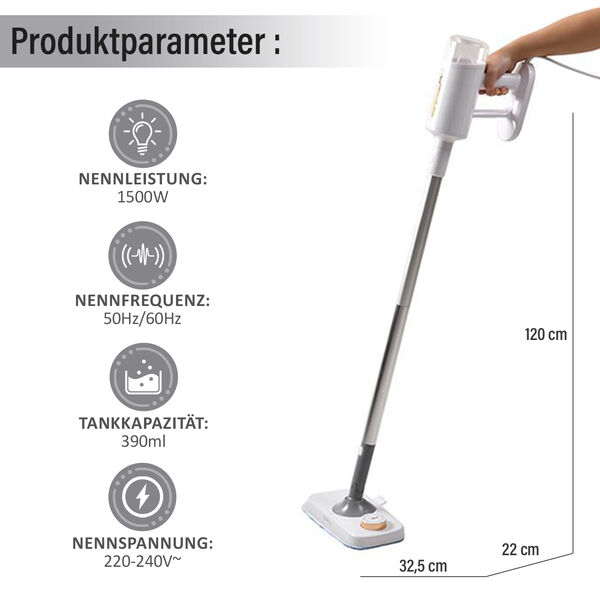 HOMESMART multifunktioneller Dampfreiniger, 1500W, Weiß image number 4
