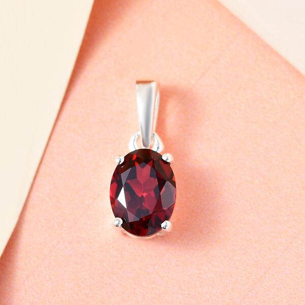 Roter Granat Solit&auml;r-Anh&auml;nger in Silber, 1,39 ct. image number 3
