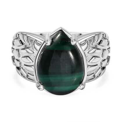 Malachit Ring, Silberton, (Gr&ouml;&szlig;e 19.00) ca. 6.73 ct