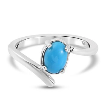 Nat&uuml;rlicher Sleeping Beauty T&uuml;rkis Solit&auml;r Ring 925 Silber platiniert (Gr&ouml;&szlig;e 16.00) ca. 0,70 ct