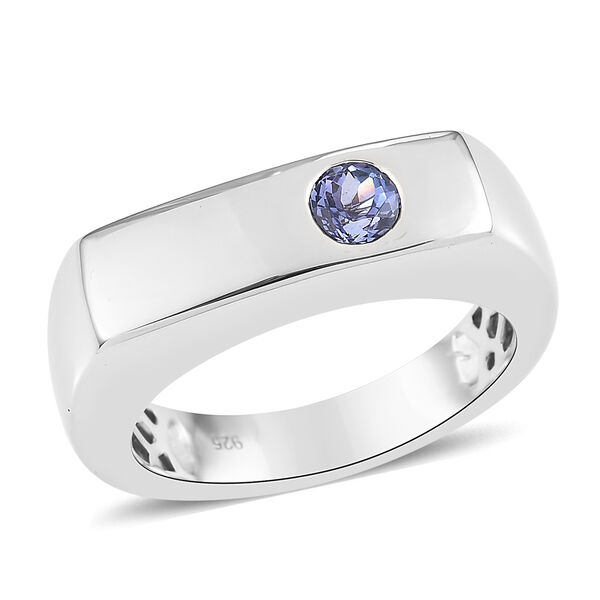 Tansanit Herren Ring 925 Silber Platin-&Uuml;berzug image number 4