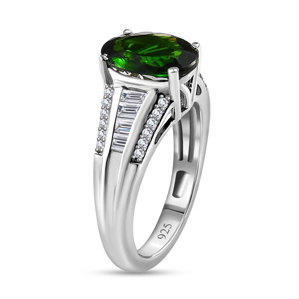 Nat&uuml;rlicher Chromdiopsid, Moissanit Ring, 925 Silber platiniert (Gr&ouml;&szlig;e 19.00) ca. 3.28 ct image number 4
