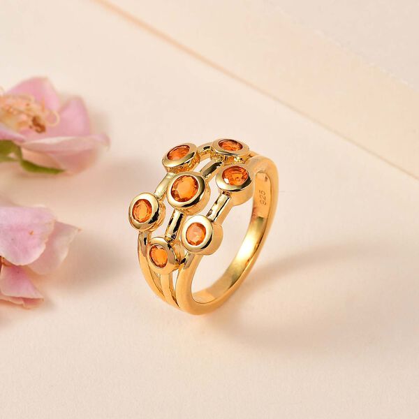 AA Salamanca Feueropal Ring 925 Silber Gelbgold Vermeil (Größe 21.00) ca. 0,66 ct image number 2