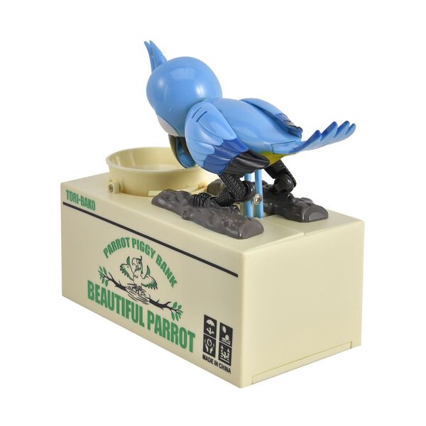 M&uuml;nzstehlende Papagei-Spardose, 2x AA Batterien (nicht inkl.), 18x8x15 cm, blau image number 3