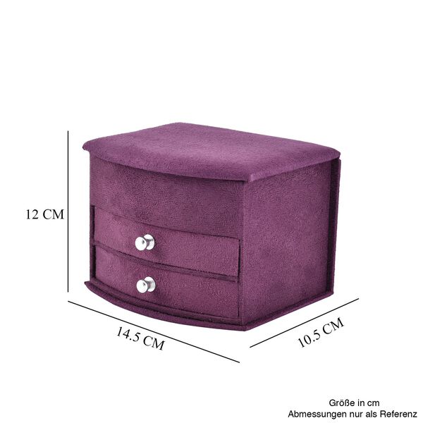 Samt-Schmuckk&auml;stchen mit Spiegel und 2 herausnehmbaren Schubladen, 14.5x12x10.5cm, violett image number 7
