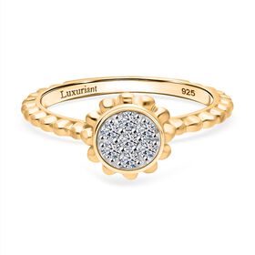Lab Grown Diamant SI Ring 925 Silber 750 Gelbgold Vermeil (Größe 17.00) ca. 0,15 ct