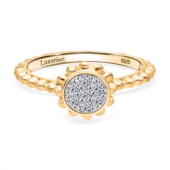 LUXURIANT SI-GH Labor Diamant Ring, 925 Silber 750 Gelbgold Vermeil - 0,15 ct.