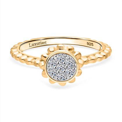 LUXURIANT DIAMOND - Lab Grown Diamant SI-GH Ring, 925 Silber 750 Gelbgold Vermeil (Gr&ouml;&szlig;e 17.00) ca. 0.15 ct