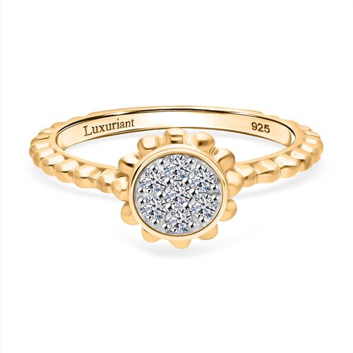 LUXURIANT DIAMOND - Lab Grown Diamant SI Ring, 925 Silber 750 Gelbgold Vermeil (Größe 19.00) (10-15 Werktage Lieferzeit) ca. 0.15 ct image number 0