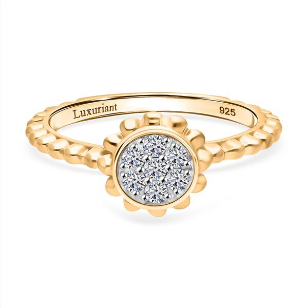 LUXURIANT SI-GH Labor Diamant Ring, 925 Silber 750 Gelbgold Vermeil - 0,15 ct.