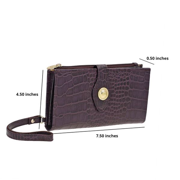 Echtleder Brieftasche mit Kroko-Pr&auml;gung und RFID-Schutz, magenta image number 3