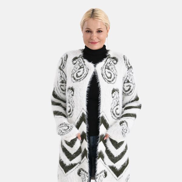 Gemusterter Cardigan mit Taschen, Einheitsgr&ouml;&szlig;e, Paisley-Muster, Tiefgr&uuml;n image number 5