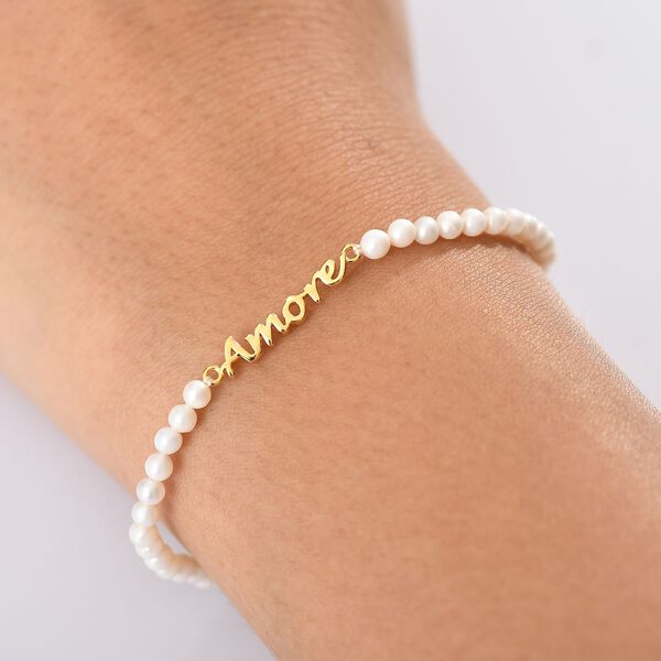 GP Amore Kollektion - S&uuml;&szlig;wasserperle und blaues Saphir Armband, 19cm image number 4