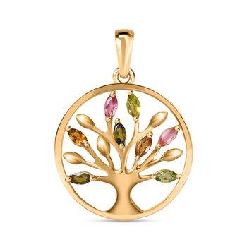 AA Mehrfarbig-Turmalin Anh&auml;nger 925 Silber vergoldet ca. 0,67 ct.