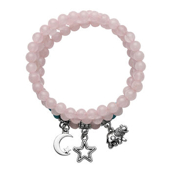 3er- Set blaues Howlit und Rosenquarz-Armband, 18 cm, ca. 198,50 ct