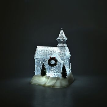 Weihnachts Deko Wasser Lampe Kirche, warmwei&szlig;es LED, Musikfunktion, 17.2 x 14 x 23 cm, Transparent, Batteriebetrieb 3 x AAA nicht enthalten