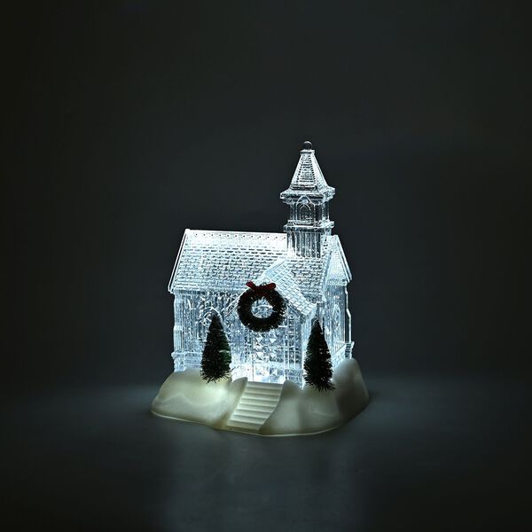 Weihnachts Deko Wasser Lampe Kirche, warmwei&szlig;es LED, Musikfunktion, 17.2 x 14 x 23 cm, Transparent, Batteriebetrieb 3 x AAA nicht enthalten image number 4
