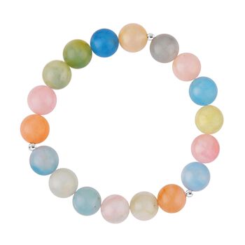 Mehrfarbiges Beryll, Smaragd, Aquamarin, Morganit, Heliodor-Armband(10-12mm), ca. 18 cm 925 Silber rhodiniert ca. 200.00 ct