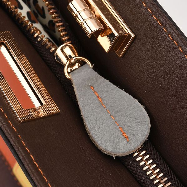 Chaos by Elsie Echtleder Crossbody-Tasche mit RFID-Schutz, 37x14x27cm, mehrfarbiges, matt gepr&auml;gtes Muster image number 6