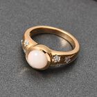 Natürlicher Äthiopischer Opal und Zirkon Solitär Ring 925 Silber 585 Vergoldet image number 1
