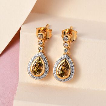 Nat&uuml;rliche, goldene Tansanit und Zirkon-Ohrringe - 1,24 ct.