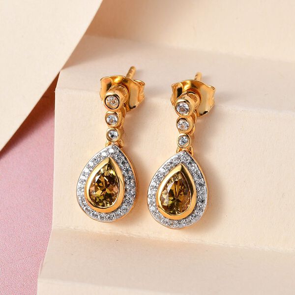 Natürliche, goldene Tansanit und Zirkon-Ohrringe - 1,24 ct. image number 2