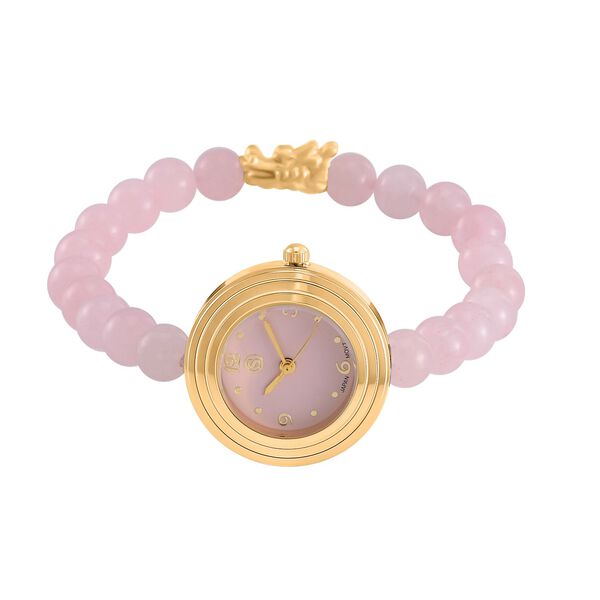 Rosenquarz Uhren Reiner Edelstahl Bicolor flexibel ca. 50,00 ct. image number 3