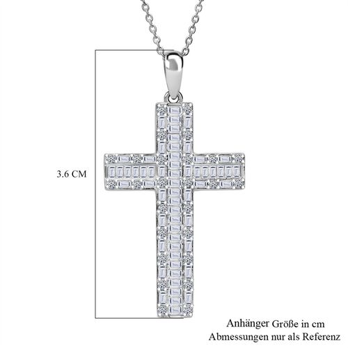 LUXURIANT DIAMOND- SGL zertifizierter SI-GH Labor Diamant Kreuz Anhänger mit 50cm Kette, 925 Silber rhodiniert - 1 ct. image number 5