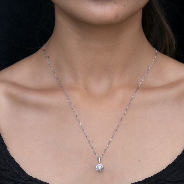 LUSTRO STELLA Hergestellt mit ZIRKONIA Solit&auml;r Anh&auml;nger 925 Silber Platin-&Uuml;berzug image number 2