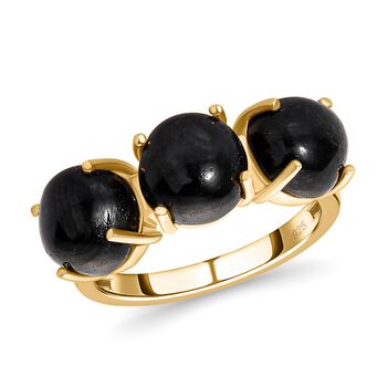 Schwarz Stern Diopsid Ring, 925 Silber vergoldet, (Gr&ouml;&szlig;e 19.00) ca. 8.48 ct