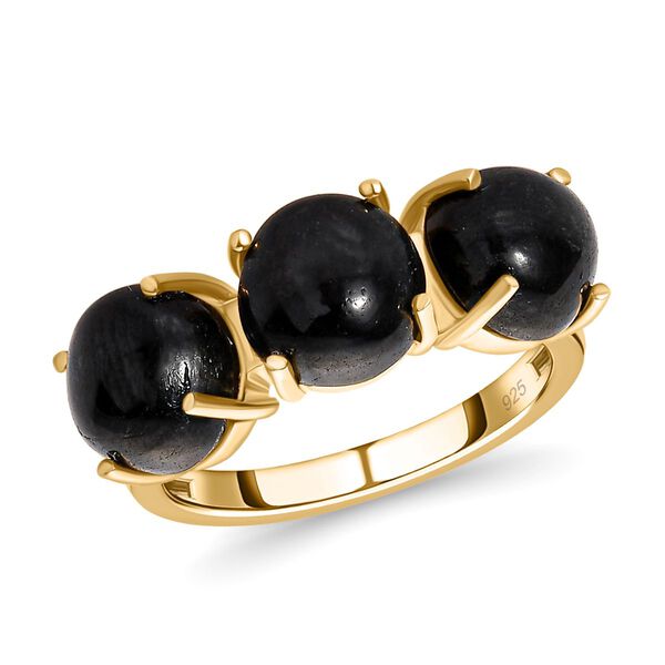 Schwarz Stern Diopsid Ring, 925 Silber vergoldet, (Gr&ouml;&szlig;e 19.00) ca. 8.48 ct image number 4