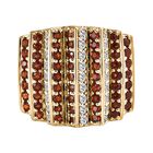 GP Art Deko Kollektion - Weißer Zirkon und roter Granat Ring, 925 Silber Gelbgold Vermeil (Größe 17.00) ca. 4.82 ct