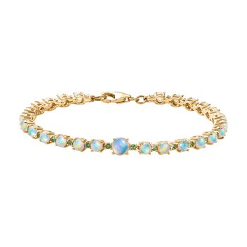 D'Joy AA Nat&uuml;rlicher, &auml;thiopischer Welo Opal Armband ca. 19 cm 925 Silber 750 Gelbgold Vermeil ca. 5.95 ct
