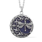 Blauer Sandstein Anhänger mit Kette ca. 50 cm in Edelstahl