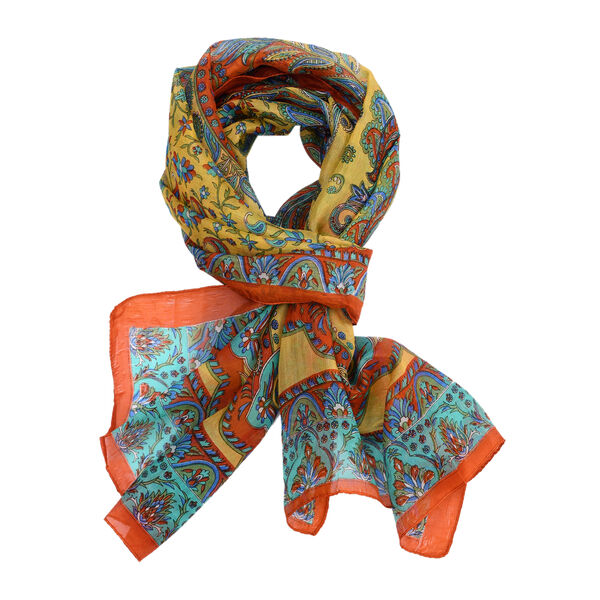 100% Natur Seide, Designer Schal, 50x160 cm, Dunkelrot image number 4