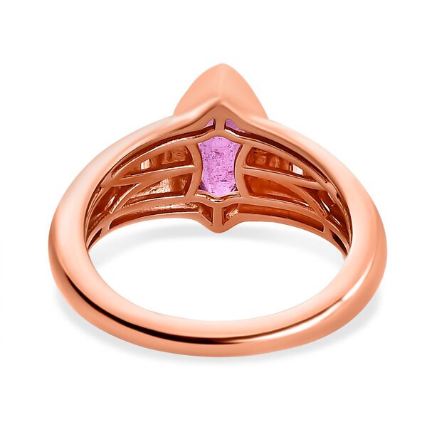 Ilakaka Rosa Saphir (Fissure gefüllt), weißer Zirkon Ring, 925 Silber Roségold Vermeil (Größe 20.00) ca. 1.75 ct image number 6