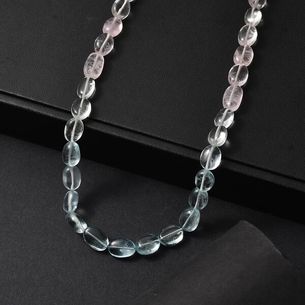 Aquamarin, Morganit Halskette ca. 45 cm 925 Silber rhodiniert ca. 90,00 ct. image number 2