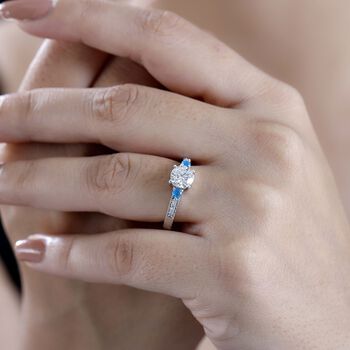 Moissanit und Neon Apatit Ring - 1,24 ct.