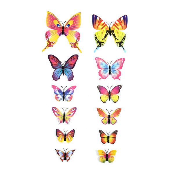 Set mit 48 bunten 3D-Magnet-Schmetterlingen und 48 doppelseitigen Klebeb&auml;ndern image number 3
