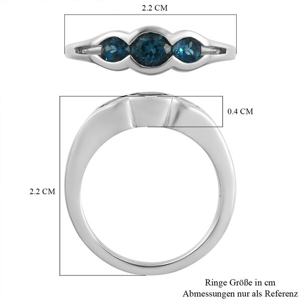 London Blau Topas Ring 925 Silber platiniert  ca. 0,88 ct image number 7