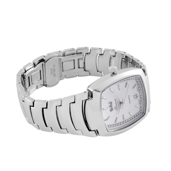 GENOA  - Eleganz-Uhr mit Mond- und Wochenanzeige, Japanisches Uhrwerk und Weißem Kristallzifferblatt, Reiner Edelstahl, 20 cm image number 6