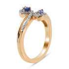 AA Tansanit und Zirkon Bypass Ring 925 Silber vergoldet  ca. 0,84 ct image number 4